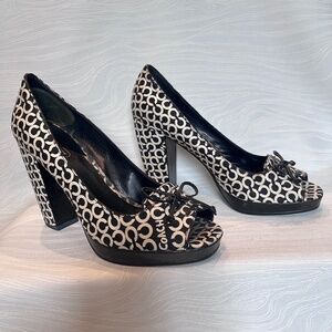 Coach black & white motif platform, Size 7